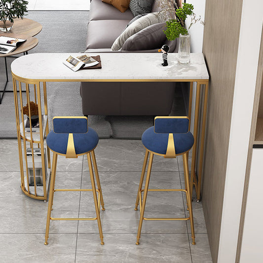 Glam Low Back Dining Stool Armless Bar Stool with Metal Base