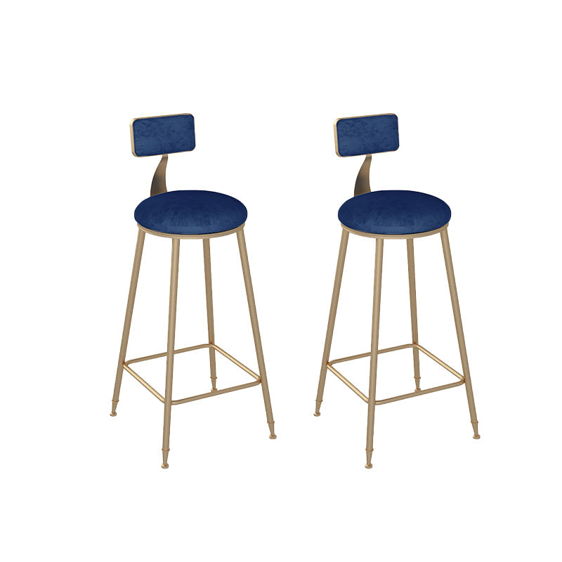 Glam Round Dining Stools Metal Low Back Bar Stools with Footrest Blue 2 Piece Set Clearhalo 'Bar Furniture' 'Bar Stools' 'bar_stools' 'furn' 'furn_bar_stools' 'Furniture' 'Kitchen & Dining Furniture' 6962024