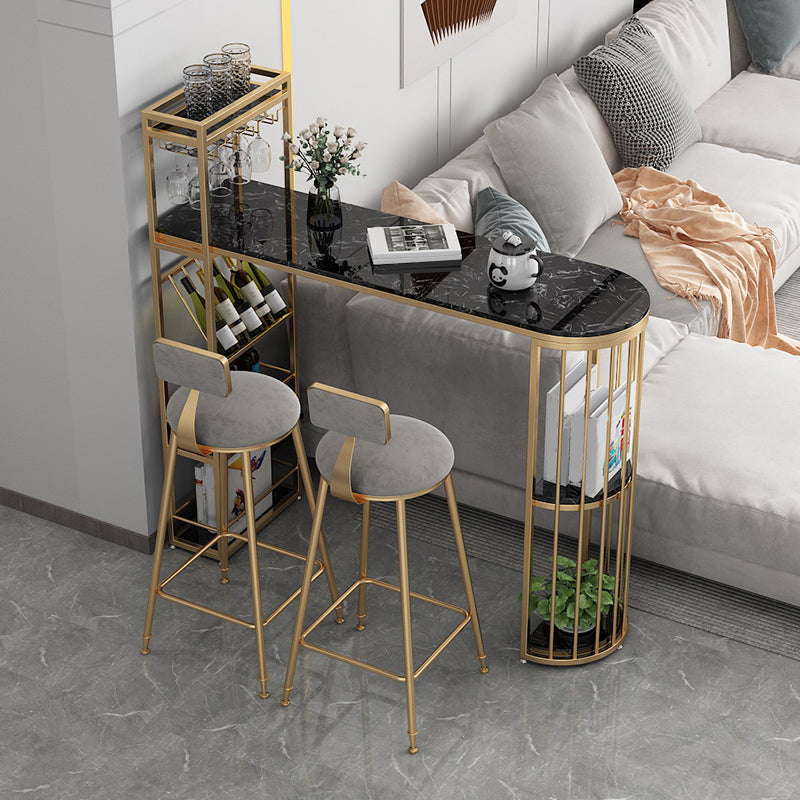 Glam Round Dining Stools Metal Low Back Bar Stools with Footrest Clearhalo 'Bar Furniture' 'Bar Stools' 'bar_stools' 'furn' 'furn_bar_stools' 'Furniture' 'Kitchen & Dining Furniture' 6962028