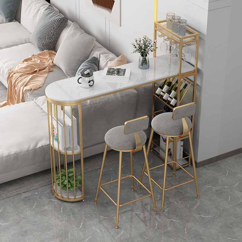 Glam Round Dining Stools Metal Low Back Bar Stools with Footrest Clearhalo 'Bar Furniture' 'Bar Stools' 'bar_stools' 'furn' 'furn_bar_stools' 'Furniture' 'Kitchen & Dining Furniture' 6962029