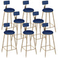 Glam Round Dining Stools Metal Low Back Bar Stools with Footrest Blue 8 Piece Set Clearhalo 'Bar Furniture' 'Bar Stools' 'bar_stools' 'furn' 'furn_bar_stools' 'Furniture' 'Kitchen & Dining Furniture' 6962030