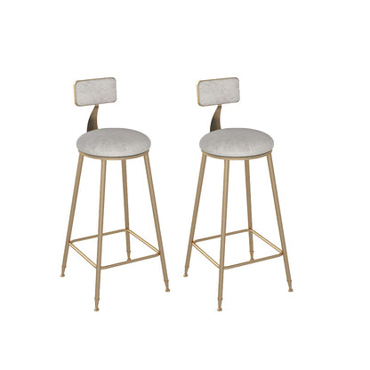 Glam Round Dining Stools Metal Low Back Bar Stools with Footrest Gray 2 Piece Set Clearhalo 'Bar Furniture' 'Bar Stools' 'bar_stools' 'furn' 'furn_bar_stools' 'Furniture' 'Kitchen & Dining Furniture' 6962033