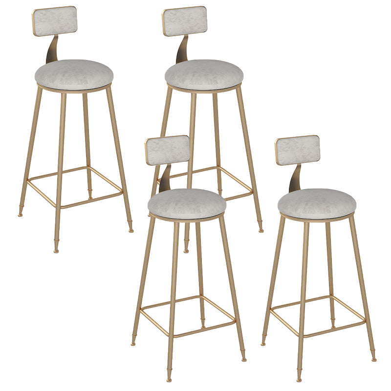 Glam Round Dining Stools Metal Low Back Bar Stools with Footrest Gray 4 Piece Set Clearhalo 'Bar Furniture' 'Bar Stools' 'bar_stools' 'furn' 'furn_bar_stools' 'Furniture' 'Kitchen & Dining Furniture' 6962035