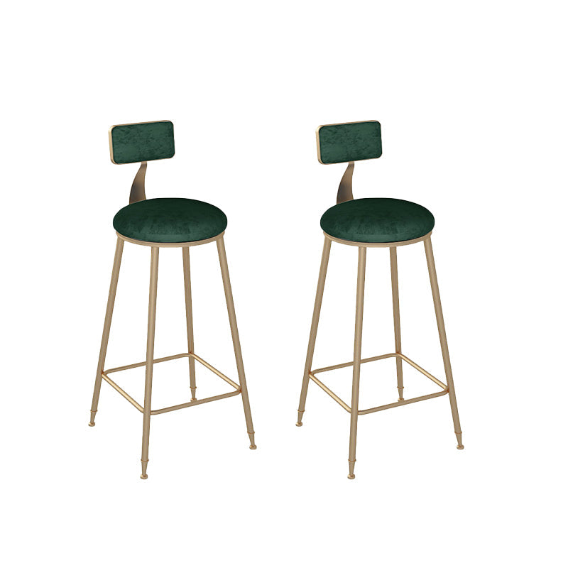 Glam Round Dining Stools Metal Low Back Bar Stools with Footrest Green 2 Piece Set Clearhalo 'Bar Furniture' 'Bar Stools' 'bar_stools' 'furn' 'furn_bar_stools' 'Furniture' 'Kitchen & Dining Furniture' 6962039