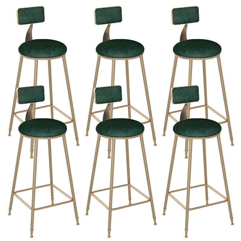Glam Round Dining Stools Metal Low Back Bar Stools with Footrest Green 6 Piece Set Clearhalo 'Bar Furniture' 'Bar Stools' 'bar_stools' 'furn' 'furn_bar_stools' 'Furniture' 'Kitchen & Dining Furniture' 6962041