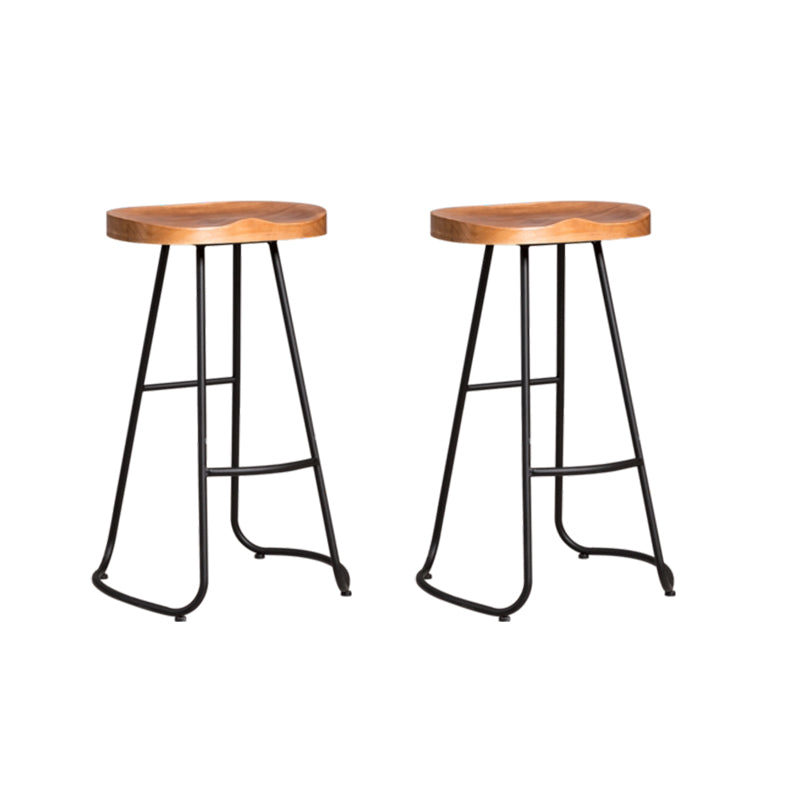 Metal Dining Stools Contemporary Armless Bar Stools with Footrest Wood Backless 2 Piece Set Clearhalo 'Bar Furniture' 'Bar Stools' 'bar_stools' 'furn' 'furn_bar_stools' 'Furniture' 'Kitchen & Dining Furniture' 6962071