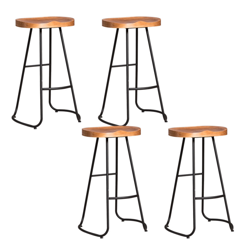 Metal Dining Stools Contemporary Armless Bar Stools with Footrest Wood Backless 4 Piece Set Clearhalo 'Bar Furniture' 'Bar Stools' 'bar_stools' 'furn' 'furn_bar_stools' 'Furniture' 'Kitchen & Dining Furniture' 6962072