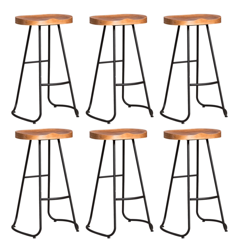 Metal Dining Stools Contemporary Armless Bar Stools with Footrest Wood Backless 6 Piece Set Clearhalo 'Bar Furniture' 'Bar Stools' 'bar_stools' 'furn' 'furn_bar_stools' 'Furniture' 'Kitchen & Dining Furniture' 6962074