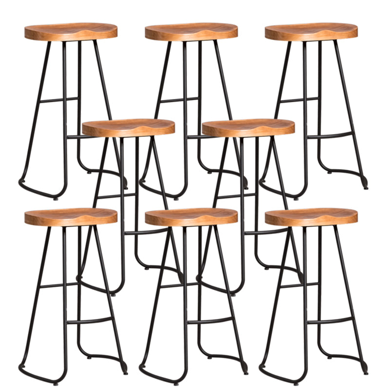 Metal Dining Stools Contemporary Armless Bar Stools with Footrest Wood Backless 8 Piece Set Clearhalo 'Bar Furniture' 'Bar Stools' 'bar_stools' 'furn' 'furn_bar_stools' 'Furniture' 'Kitchen & Dining Furniture' 6962077