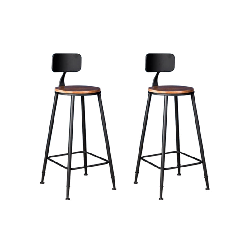 Metal Dining Stools Contemporary Armless Bar Stools with Footrest Wood With Back 2 Piece Set Clearhalo 'Bar Furniture' 'Bar Stools' 'bar_stools' 'furn' 'furn_bar_stools' 'Furniture' 'Kitchen & Dining Furniture' 6962079