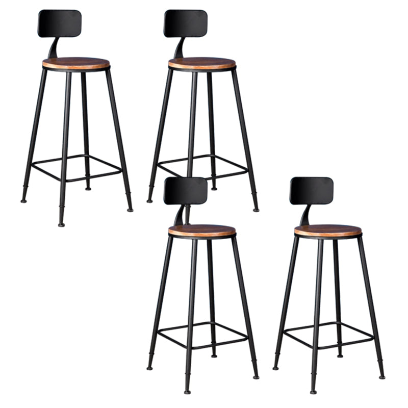Metal Dining Stools Contemporary Armless Bar Stools with Footrest Wood With Back 4 Piece Set Clearhalo 'Bar Furniture' 'Bar Stools' 'bar_stools' 'furn' 'furn_bar_stools' 'Furniture' 'Kitchen & Dining Furniture' 6962081