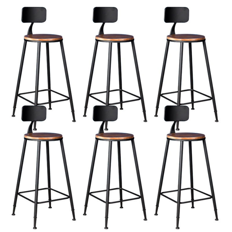 Metal Dining Stools Contemporary Armless Bar Stools with Footrest Wood With Back 6 Piece Set Clearhalo 'Bar Furniture' 'Bar Stools' 'bar_stools' 'furn' 'furn_bar_stools' 'Furniture' 'Kitchen & Dining Furniture' 6962083