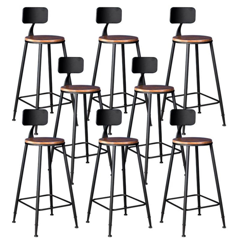 Metal Dining Stools Contemporary Armless Bar Stools with Footrest Wood With Back 8 Piece Set Clearhalo 'Bar Furniture' 'Bar Stools' 'bar_stools' 'furn' 'furn_bar_stools' 'Furniture' 'Kitchen & Dining Furniture' 6962085