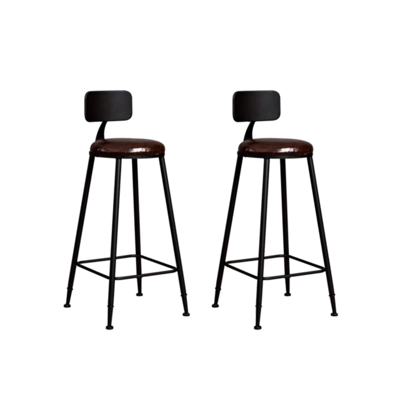 Metal Dining Stools Contemporary Armless Bar Stools with Footrest Faux Leather With Back 2 Piece Set Clearhalo 'Bar Furniture' 'Bar Stools' 'bar_stools' 'furn' 'furn_bar_stools' 'Furniture' 'Kitchen & Dining Furniture' 6962088