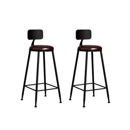 Metal Dining Stools Contemporary Armless Bar Stools with Footrest Faux Leather With Back 2 Piece Set Clearhalo 'Bar Furniture' 'Bar Stools' 'bar_stools' 'furn' 'furn_bar_stools' 'Furniture' 'Kitchen & Dining Furniture' 6962088