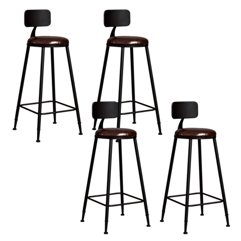 Metal Dining Stools Contemporary Armless Bar Stools with Footrest Faux Leather With Back 4 Piece Set Clearhalo 'Bar Furniture' 'Bar Stools' 'bar_stools' 'furn' 'furn_bar_stools' 'Furniture' 'Kitchen & Dining Furniture' 6962089