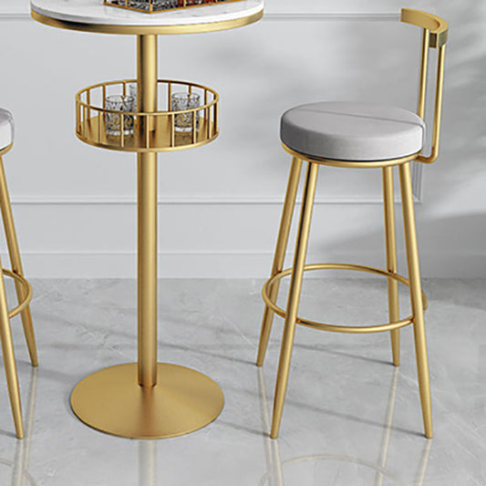 Glam Faux Leather Dining Stools Upholstered Bar Stools with Metal Base