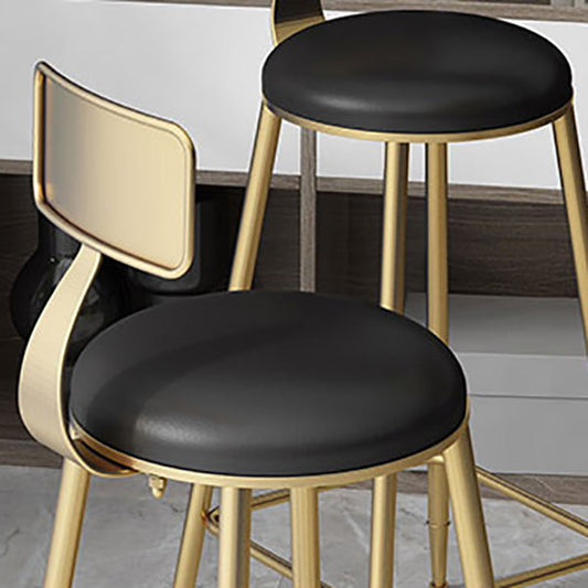 Faux Leather Dining Stools Upholstered Bar Stools with Metal Base