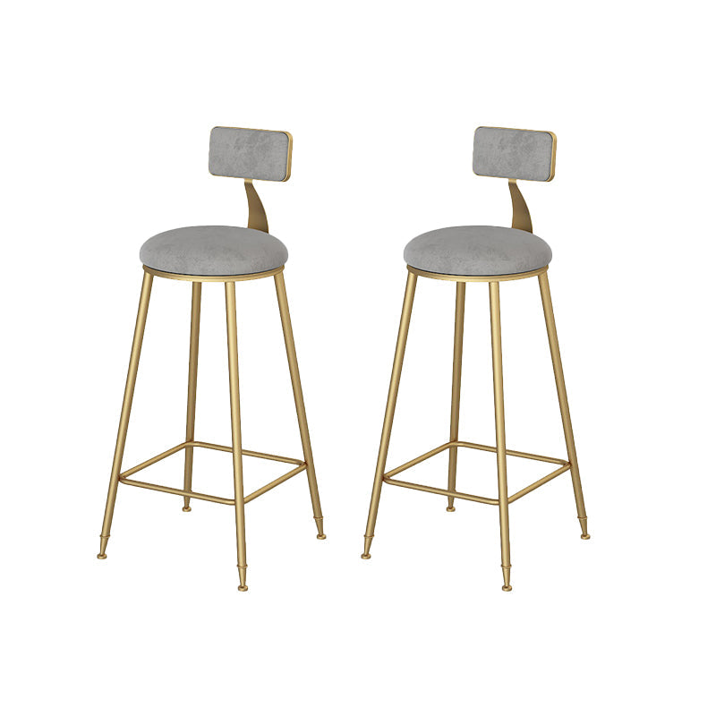 Glam Dining Stools Armless Round Dining Stools with Metal Base Gray 2 Piece Set Clearhalo 'Bar Furniture' 'Bar Stools' 'bar_stools' 'furn' 'furn_bar_stools' 'Furniture' 'Kitchen & Dining Furniture' 6962157