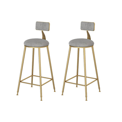 Glam Dining Stools Armless Round Dining Stools with Metal Base Gray 2 Piece Set Clearhalo 'Bar Furniture' 'Bar Stools' 'bar_stools' 'furn' 'furn_bar_stools' 'Furniture' 'Kitchen & Dining Furniture' 6962157