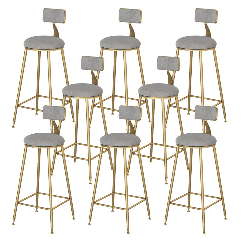 Glam Dining Stools Armless Round Dining Stools with Metal Base Gray 8 Piece Set Clearhalo 'Bar Furniture' 'Bar Stools' 'bar_stools' 'furn' 'furn_bar_stools' 'Furniture' 'Kitchen & Dining Furniture' 6962163