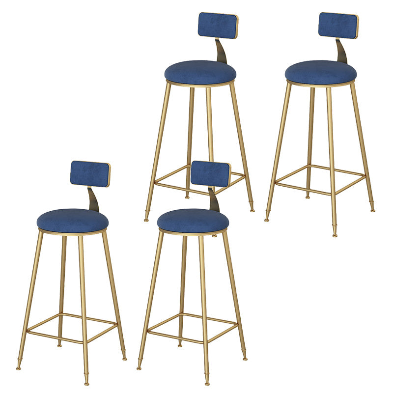 Glam Dining Stools Armless Round Dining Stools with Metal Base Blue 4 Piece Set Clearhalo 'Bar Furniture' 'Bar Stools' 'bar_stools' 'furn' 'furn_bar_stools' 'Furniture' 'Kitchen & Dining Furniture' 6962167