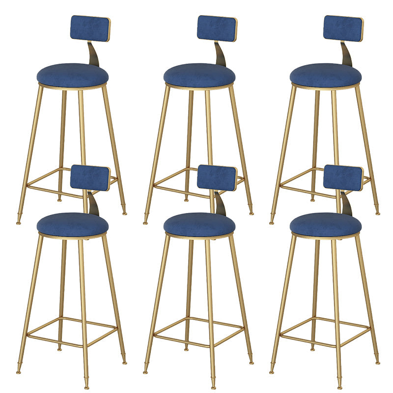 Glam Dining Stools Armless Round Dining Stools with Metal Base Blue 6 Piece Set Clearhalo 'Bar Furniture' 'Bar Stools' 'bar_stools' 'furn' 'furn_bar_stools' 'Furniture' 'Kitchen & Dining Furniture' 6962169