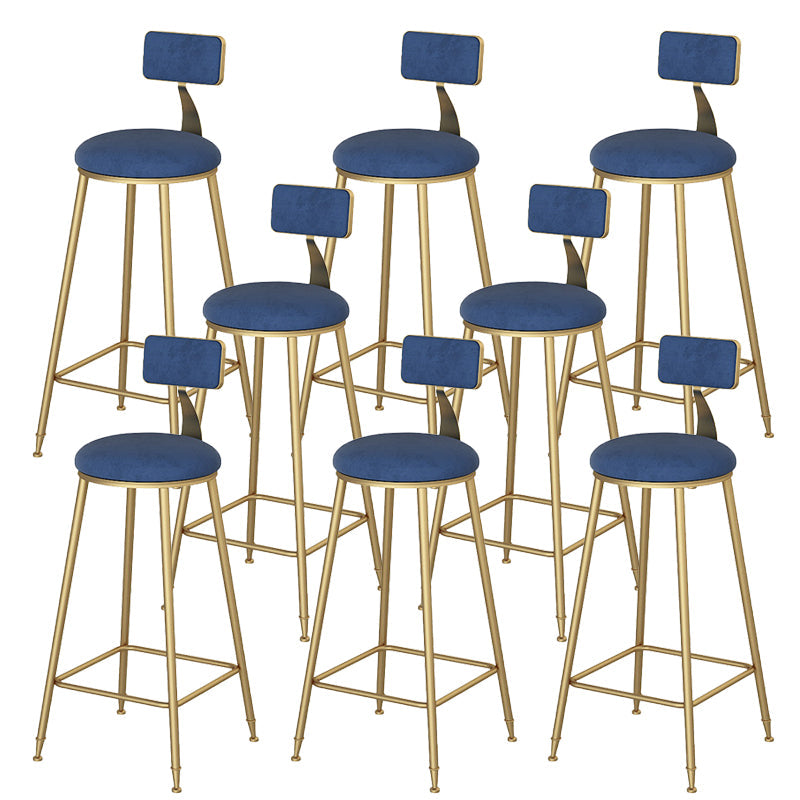Glam Dining Stools Armless Round Dining Stools with Metal Base Blue 8 Piece Set Clearhalo 'Bar Furniture' 'Bar Stools' 'bar_stools' 'furn' 'furn_bar_stools' 'Furniture' 'Kitchen & Dining Furniture' 6962171