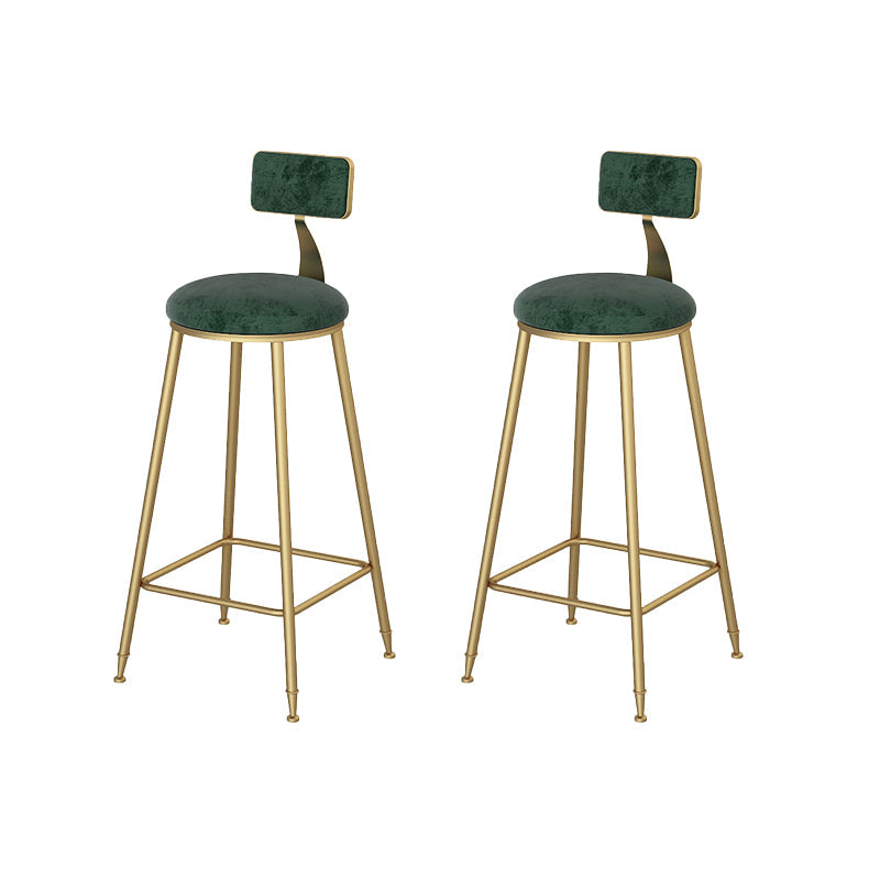 Glam Dining Stools Armless Round Dining Stools with Metal Base Green 2 Piece Set Clearhalo 'Bar Furniture' 'Bar Stools' 'bar_stools' 'furn' 'furn_bar_stools' 'Furniture' 'Kitchen & Dining Furniture' 6962174
