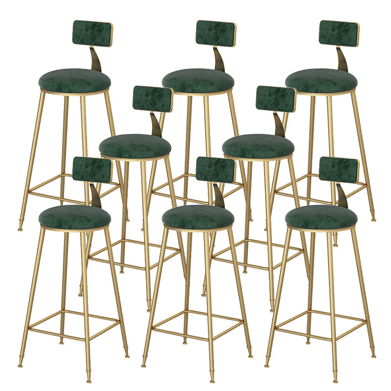 Glam Dining Stools Armless Round Dining Stools with Metal Base Green 8 Piece Set Clearhalo 'Bar Furniture' 'Bar Stools' 'bar_stools' 'furn' 'furn_bar_stools' 'Furniture' 'Kitchen & Dining Furniture' 6962177
