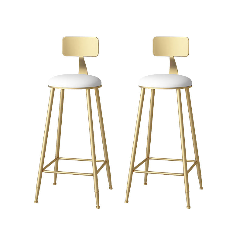 Glam Faux Leather Dining Stools Upholstered Bar Stools with Footrest White 2 Piece Set Clearhalo 'Bar Furniture' 'Bar Stools' 'bar_stools' 'furn' 'furn_bar_stools' 'Furniture' 'Kitchen & Dining Furniture' 6962180