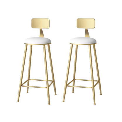 Glam Faux Leather Dining Stools Upholstered Bar Stools with Footrest White 2 Piece Set Clearhalo 'Bar Furniture' 'Bar Stools' 'bar_stools' 'furn' 'furn_bar_stools' 'Furniture' 'Kitchen & Dining Furniture' 6962180