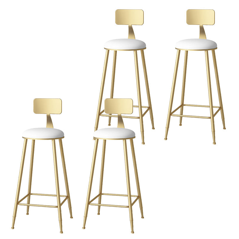 Glam Faux Leather Dining Stools Upholstered Bar Stools with Footrest White 4 Piece Set Clearhalo 'Bar Furniture' 'Bar Stools' 'bar_stools' 'furn' 'furn_bar_stools' 'Furniture' 'Kitchen & Dining Furniture' 6962181