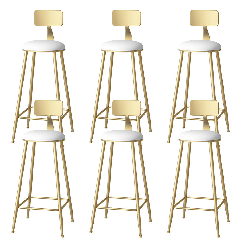Glam Faux Leather Dining Stools Upholstered Bar Stools with Footrest White 6 Piece Set Clearhalo 'Bar Furniture' 'Bar Stools' 'bar_stools' 'furn' 'furn_bar_stools' 'Furniture' 'Kitchen & Dining Furniture' 6962184
