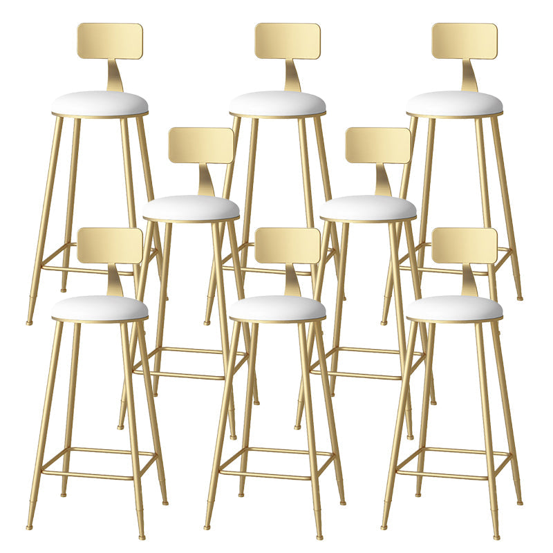 Glam Faux Leather Dining Stools Upholstered Bar Stools with Footrest White 8 Piece Set Clearhalo 'Bar Furniture' 'Bar Stools' 'bar_stools' 'furn' 'furn_bar_stools' 'Furniture' 'Kitchen & Dining Furniture' 6962185
