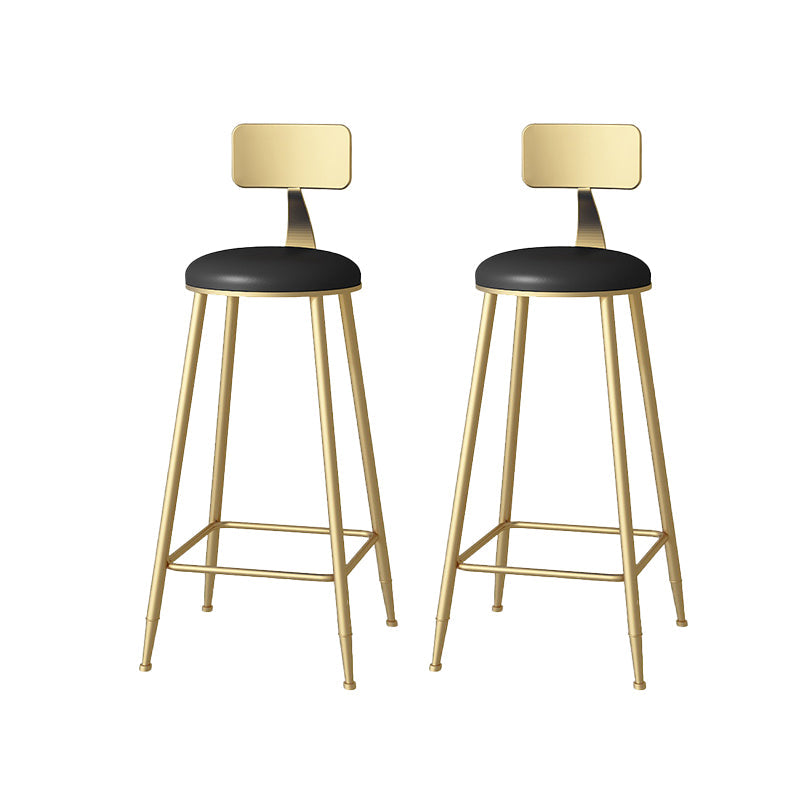 Glam Faux Leather Dining Stools Upholstered Bar Stools with Footrest Black 2 Piece Set Clearhalo 'Bar Furniture' 'Bar Stools' 'bar_stools' 'furn' 'furn_bar_stools' 'Furniture' 'Kitchen & Dining Furniture' 6962188