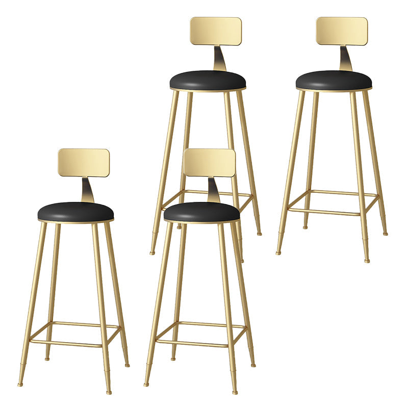 Glam Faux Leather Dining Stools Upholstered Bar Stools with Footrest Black 4 Piece Set Clearhalo 'Bar Furniture' 'Bar Stools' 'bar_stools' 'furn' 'furn_bar_stools' 'Furniture' 'Kitchen & Dining Furniture' 6962190