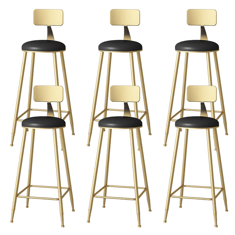 Glam Faux Leather Dining Stools Upholstered Bar Stools with Footrest Black 6 Piece Set Clearhalo 'Bar Furniture' 'Bar Stools' 'bar_stools' 'furn' 'furn_bar_stools' 'Furniture' 'Kitchen & Dining Furniture' 6962192