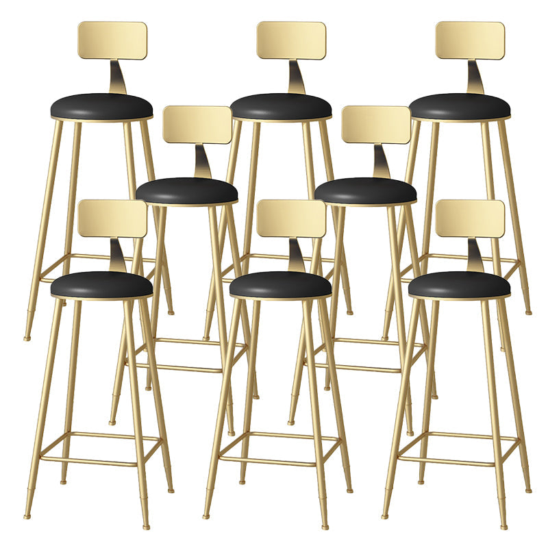 Glam Faux Leather Dining Stools Upholstered Bar Stools with Footrest Black 8 Piece Set Clearhalo 'Bar Furniture' 'Bar Stools' 'bar_stools' 'furn' 'furn_bar_stools' 'Furniture' 'Kitchen & Dining Furniture' 6962194