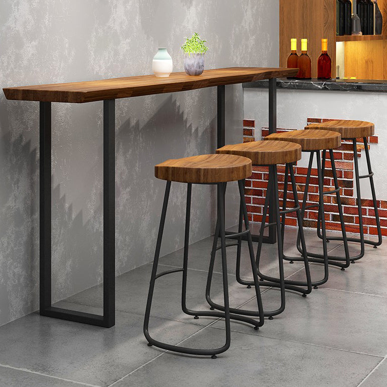 Konturierte Sitzhocker Massivholz -Barhocker mit Metallbasis