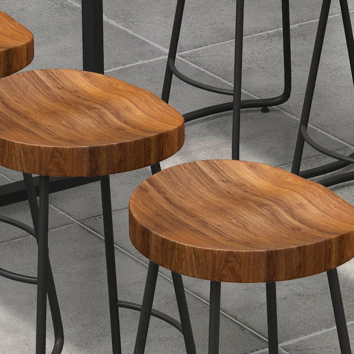 Konturierte Sitzhocker Massivholz -Barhocker mit Metallbasis