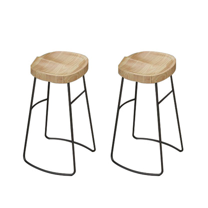 Contoured Seat Dining Stools Solid Wood Bar Stools with Footrest