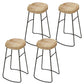 Contoured Seat Dining Stools Solid Wood Bar Stools with Footrest