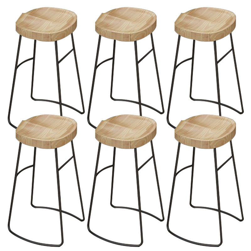 Contoured Seat Dining Stools Solid Wood Bar Stools with Footrest