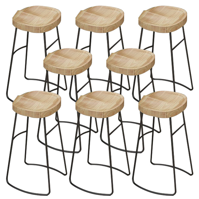 Contoured Seat Dining Stools Solid Wood Bar Stools with Footrest