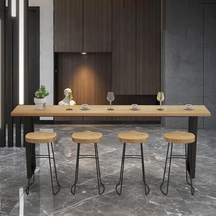 Contoured Seat Dining Stools Solid Wood Bar Stools with Footrest