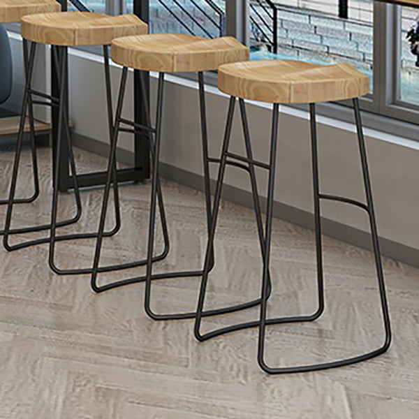 Contoured Seat Dining Stools Solid Wood Bar Stools with Footrest