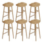 Contoured Seat Dining Stools Solid Wood Bar Stools with Footrest