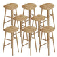 Contoured Seat Dining Stools Solid Wood Bar Stools with Footrest