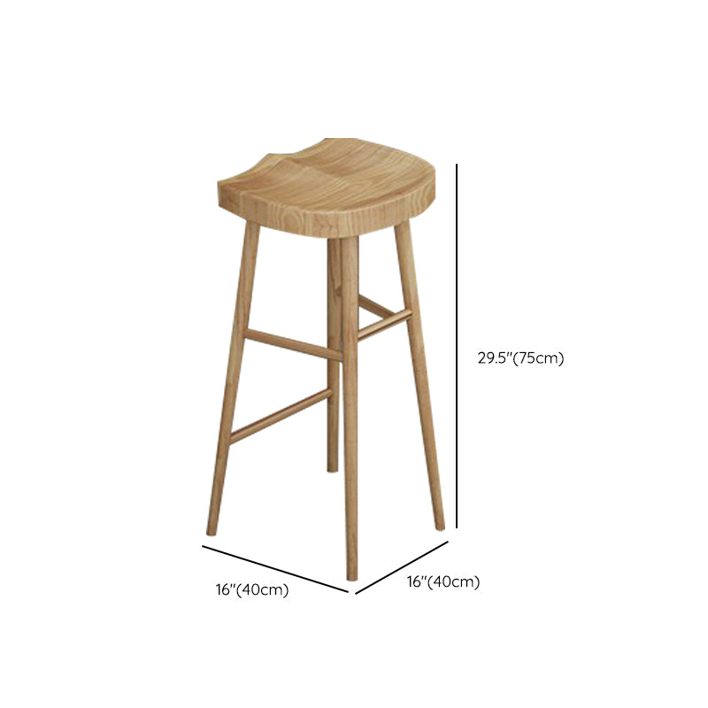 Contoured Seat Dining Stools Solid Wood Bar Stools with Footrest